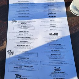The food side of the menu