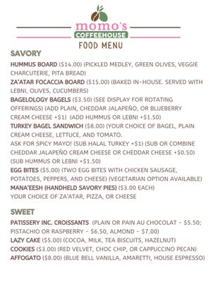 Menu photo 7 Momo’s Coffeehouse Frisco, TX