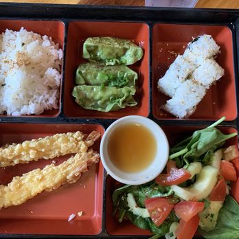 Buddha Lounge - Bento box with rice, vegetable gyoza, California roll, tempura shrimp and salad. - Sushi Bars Near Me - Lexington, Kentucky