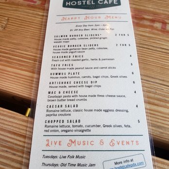 Hostel Cafe - Happy hour menu - Breakfast & Brunch Near Me - Portland, Oregon