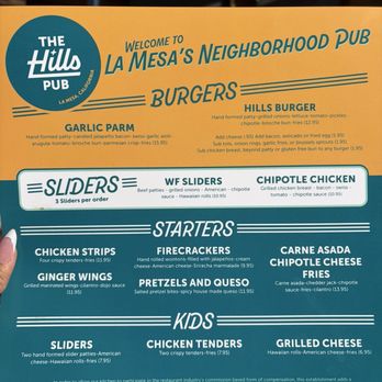 The Hills Pub - Menu - Pubs Near Me - La Mesa, California The Hills Pub - Menu - Pubs Near Me - La Mesa, California