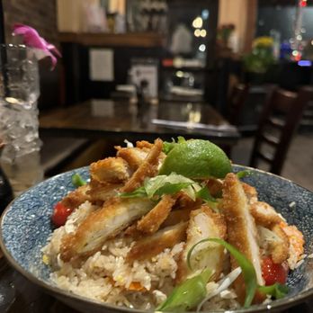 Keg and kraken - Thai Fried Rice with Crispy Chicken - Sushi Bars Near Me - Portland, Maine Keg and kraken - Thai Fried Rice with Crispy Chicken - Sushi Bars Near Me - Portland, Maine