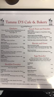 Menu photo 5 Tammy D's Cafe & Bakery Mulino, OR