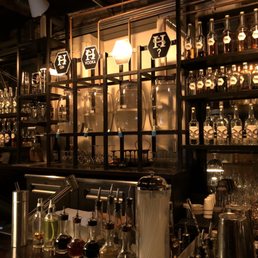 Beautiful bar with homemade spirits Beautiful bar with homemade spirits