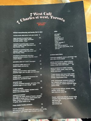 Menu photo 1 7 West Cafe Toronto, ON Menu photo 1 7 West Cafe Toronto, ON