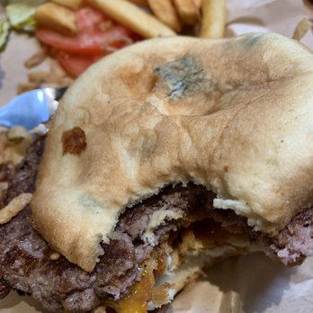Cheddar's Scratch Kitchen - Smokehouse burger with mold on the bottom bun. - American Near Me - Wichita, Kansas