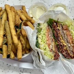 Tam's Burgers-Victorville - Colossal burger protein style with extra lettuce and the $2.79 zucchini upgrade which was HUGE amount. Drink included but not pictured.