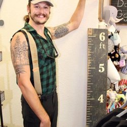 Lumberjack Square - Lumberjack posing in Fruit Jar Alley