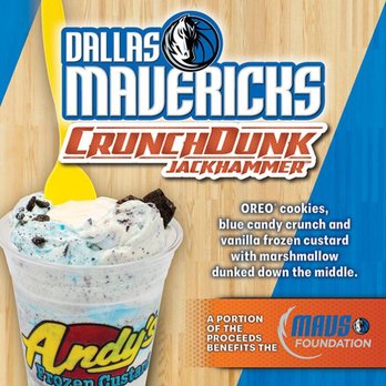 Andy's Frozen Custard - Mavericks Jackhammer Dessert with Oreo cookies - Ice Cream & Frozen Yogurt Near Me - Dallas, Texas Andy's Frozen Custard - Mavericks Jackhammer Dessert with Oreo cookies - Ice Cream & Frozen Yogurt Near Me - Dallas, Texas
