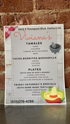 Menu photo 4 Viviana's Ventura, CA