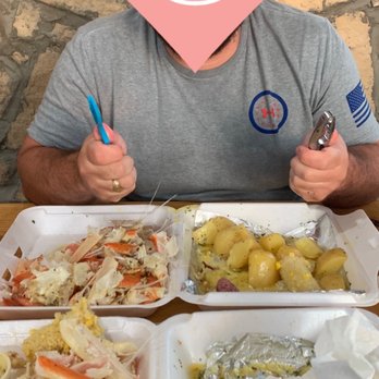 Krab Kingz - The after math of us devouring our meal!! - Seafood Near Me - Fort Worth, Texas