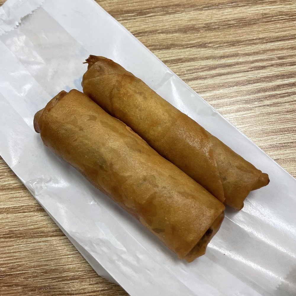 Maymar Filipino Restaurant - One each of beef (thinner one) and veggie lumpia. - Filipino Near Me - Chesapeake, Virginia
