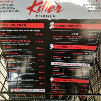 Killer Burger Cedar Hills - Menu - Burgers Near Me - Beaverton, Oregon