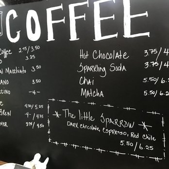Little Sparrow Cafe - a menu on a blackboard - Ice Cream & Frozen Yogurt Near Me - Albuquerque, New Mexico