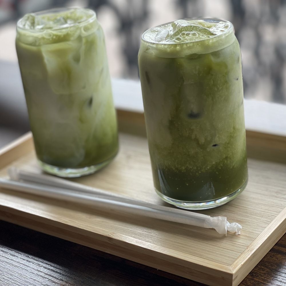 Margin Cafe Coffee Roasters - Two matcha lattes - Coffee & Tea Near Me - Diamond Bar, California Margin Cafe Coffee Roasters - Two matcha lattes - Coffee & Tea Near Me - Diamond Bar, California