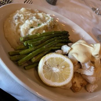 Bob's Steak & Chop House - Halibut Oscar with mashed potatoes and asparagus - Steakhouses Near Me - Tucson, Arizona Bob's Steak & Chop House - Halibut Oscar with mashed potatoes and asparagus - Steakhouses Near Me - Tucson, Arizona