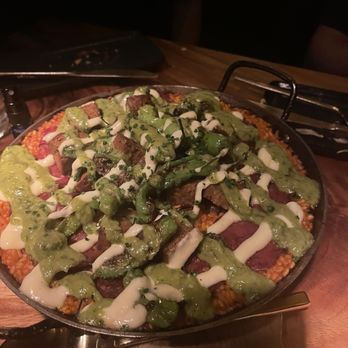 El Five - Carne Paella Basque Salumi, Lomo, Lamb Merguez, Chorizo, Bomba Rice, Peppers, Aioli, Salsa Verde - Tapas/Small Plates Near Me - Denver, Colorado El Five - Carne Paella Basque Salumi, Lomo, Lamb Merguez, Chorizo, Bomba Rice, Peppers, Aioli, Salsa Verde - Tapas/Small Plates Near Me - Denver, Colorado
