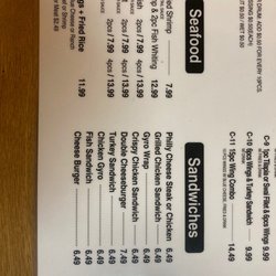 Corners Wings Cafe - Seafood/Sandwich menu