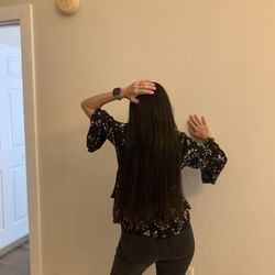 Raspberry Attic Hair & Nail Salon - Before with waist length hair.
