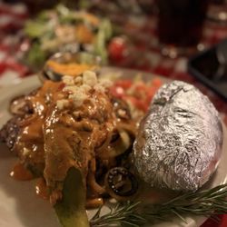 Texas Reds Steakhouse - Elk with chile relleno and grilled onions