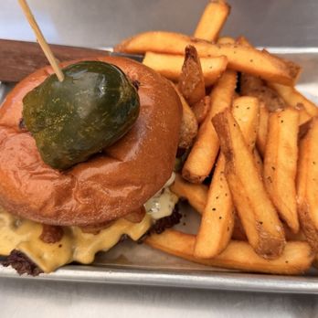 Pour Company - House Burger w/ side of fries - New American Near Me - Fullerton, California Pour Company - House Burger w/ side of fries - New American Near Me - Fullerton, California