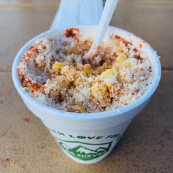 Las Nieves Fruit Cups & More - Their signature corn in a cup :) ! This is an absolutely must have :D !