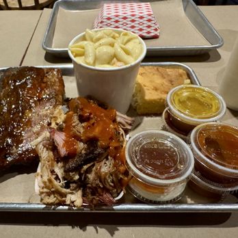 Noble Smokehouse - Smokehouse Combination, with double mac & cheese - Barbeque Near Me - Mystic, Connecticut Noble Smokehouse - Smokehouse Combination, with double mac & cheese - Barbeque Near Me - Mystic, Connecticut