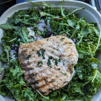 The Toss Up - Bland poorly seared salmon on top of wilted lettuce. I think they marinate black olives and call them Kalamata. - Salad Near Me - Gardena, California The Toss Up - Bland poorly seared salmon on top of wilted lettuce. I think they marinate black olives and call them Kalamata. - Salad Near Me - Gardena, California