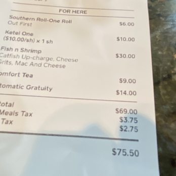 Southern Kitchen - One patron sitting at the bar, they included automatic gratuity - Southern Near Me - Richmond, Virginia Southern Kitchen - One patron sitting at the bar, they included automatic gratuity - Southern Near Me - Richmond, Virginia