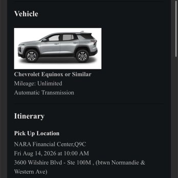 Avis Rent-A-Car - Confirmation email - Car Rental Near Me - Los Angeles, California