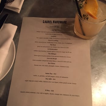 Laurel Hardware - The drink menu + my El Rey (spicy). - New American Near Me - West Hollywood, California