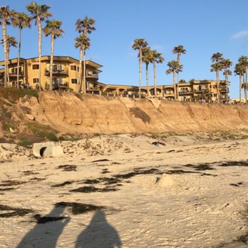 Pacific Terrace Hotel - View of the hotel from the beach. - San Diego, CA