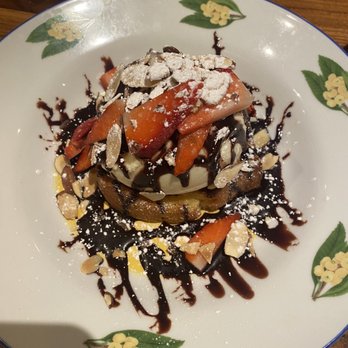 La Mesa- A Mexican Kitchen - Cornbread with vanilla gelato, strawberries, and chocolate drizzle - Mexican Near Me - Stockton, California La Mesa- A Mexican Kitchen - Cornbread with vanilla gelato, strawberries, and chocolate drizzle - Mexican Near Me - Stockton, California
