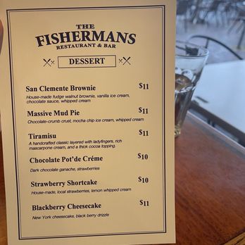 The Fisherman's Restaurant - Dessert Menu - Seafood Near Me - Seattle, Washington