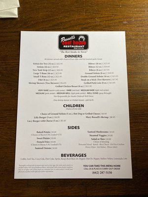 Menu photo 2 Russell's Beef House Restaurant Corinth, MS