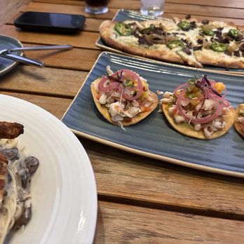 Branch & Bird - ceviche tostada, steak & chimichurri flatbread, and chicken capellini pasta - Cocktail Bars Near Me - Fort Worth, Texas Branch & Bird - ceviche tostada, steak & chimichurri flatbread, and chicken capellini pasta - Cocktail Bars Near Me - Fort Worth, Texas