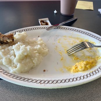 Waffle House - Cheesy egg scrambled with grits and raisin toast. Sorry, I just got off a flight that started 03;45 and was famished. - Breakfast & Brunch Near Me - Greer, South Carolina