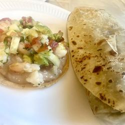 La Flor De Jalisco - Shrimp Tostada and super burrito w/Chile Verde