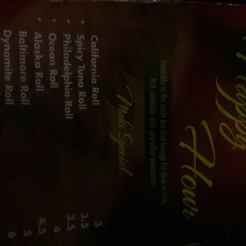 Kabuto - Happy hour menu after a few mango martinis - Japanese Near Me - Essex, Maryland
