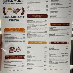 Jus1More Sports Bar & Grill - Breakfast Menu