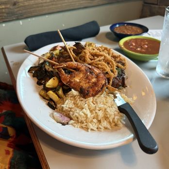 Blue Mesa Grill - Carne Asada with shrimp skewers added - Mexican Near Me - Plano, Texas Blue Mesa Grill - Carne Asada with shrimp skewers added - Mexican Near Me - Plano, Texas
