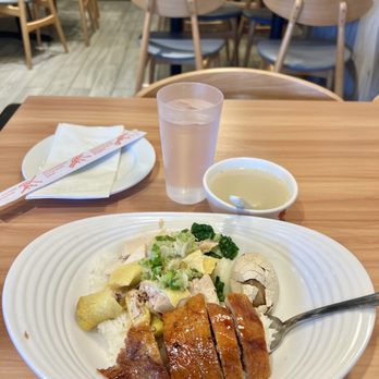 New Great Wall BBQ - $10 - 2 meats over rice, an egg, and soup on the side. - Barbeque Near Me - Chicago, Illinois