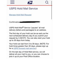 US Post Office - Mail hold in effect: 09/14-09/30.