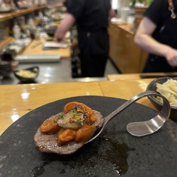 Sushi By M - A5 Wagyu Spoon with Foie Gras and Uni! - Sushi Bars Near Me - New York, New York