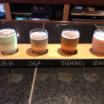 Bonsai Brewing Project - Beer flight - Lil Blonde Honey, Sea Walk, Let A Thang Go, and Banana Factory - Breweries Near Me - Whitefish, Montana Bonsai Brewing Project - Beer flight - Lil Blonde Honey, Sea Walk, Let A Thang Go, and Banana Factory - Breweries Near Me - Whitefish, Montana