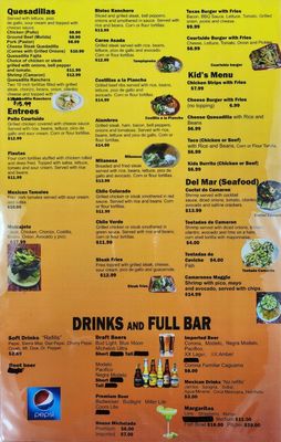 Menu photo 2 Courtside Mexican Restaurant Lagrange, IN