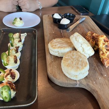 Antilogy - Jalapeño Deviled Eggs & Biscuit Board - New American Near Me - Greenwood, Indiana Antilogy - Jalapeño Deviled Eggs & Biscuit Board - New American Near Me - Greenwood, Indiana