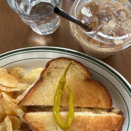 Grilled cheese with bacon. Honeycomb iced coffee. Grilled cheese with bacon. Honeycomb iced coffee.