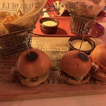 Little Havana - Mini sliders one was pork one was Ropa Vieja and the other one was chicken - Cuban Near Me - Miami Beach, Florida Little Havana - Mini sliders one was pork one was Ropa Vieja and the other one was chicken - Cuban Near Me - Miami Beach, Florida
