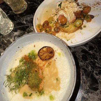 Wolf by Vanderpump at Caesars Republic Lake Tahoe - Salmon in a bowl of risotto... - American Near Me - Stateline, Nevada Wolf by Vanderpump at Caesars Republic Lake Tahoe - Salmon in a bowl of risotto... - American Near Me - Stateline, Nevada